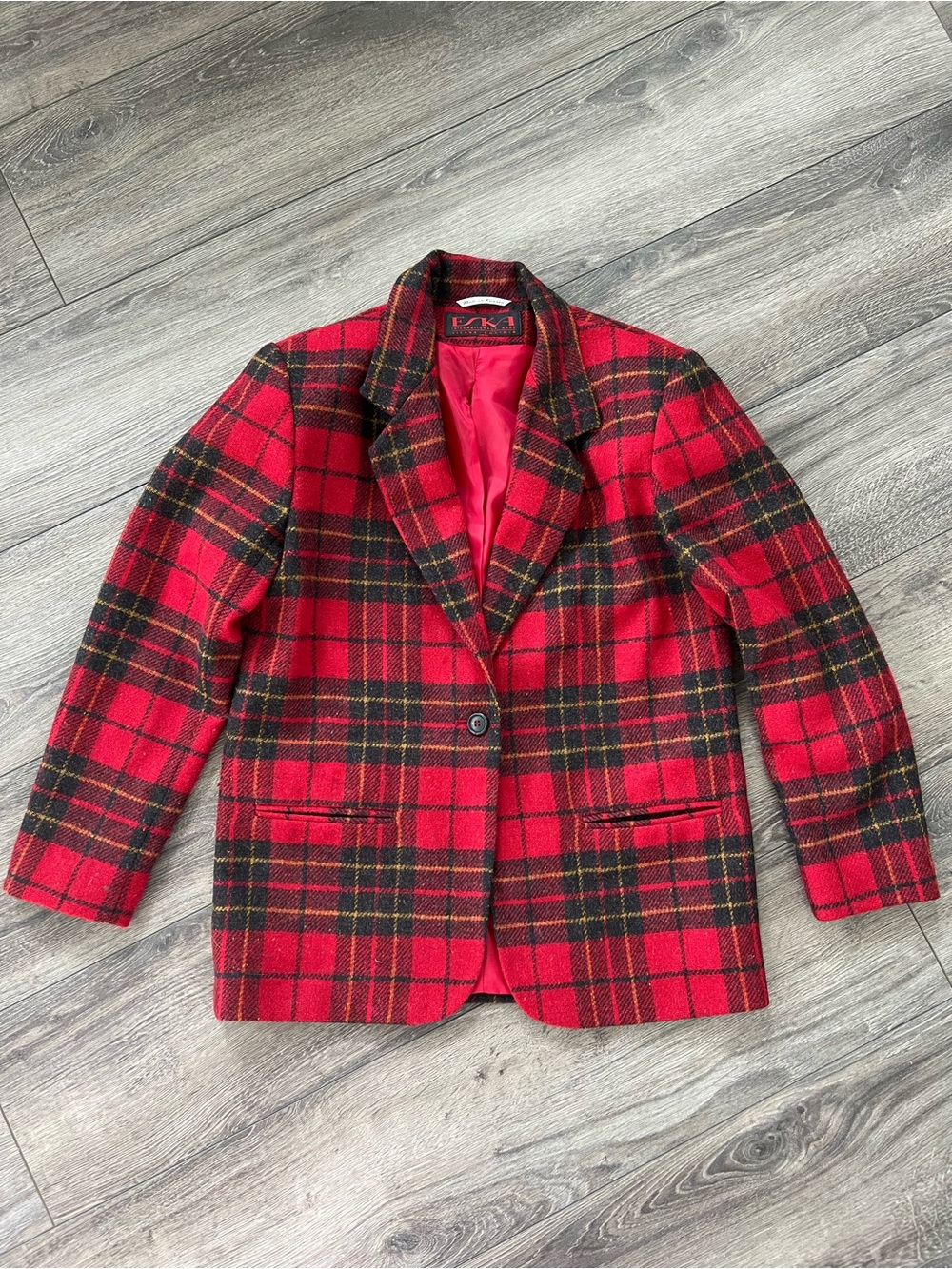 Eska Vintage International Mode Red Plaid Wool Blend Coat Women Size 8